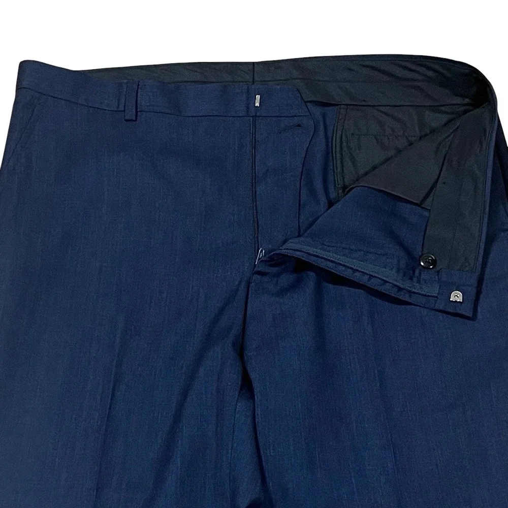 Jos A Bank Traveler Dress Pants Mens 36x30, Fits 37x30 Navy 100% Wool Flat Front